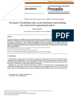 The Impact of Leadership Styles On Job Satisfaction and Mediating Role of Perceived Organizational Politics