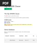 The SQL WHERE Clause