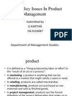 Public Policy Issues in Product Management: Submitted by G.Karthik 19L31E0087