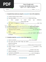 Ficha de Trabalho - Adjective Degrees 7º Ano