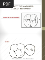 Class I Cavity Preparation For Amalgam Restoration: Prepared By: DR. Afnan Elwadia