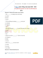 3 Đề thi học kì 1 môn Tiếng Anh năm 2020 - 2021 Đề 1: Exercise 1: Listen and circle the correct answer