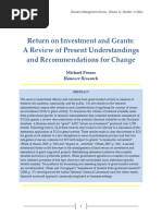 Return On Investment and Grants: A Review of Present Understandings and Recommendations For Change