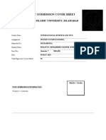 Assignment Submission Cover Sheet: International Islamic University, Islamabad