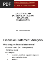 Analysis and Interpretation of Financial Statements: Mgr. Andrea Gažová, PHD