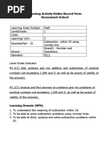 Learning Activity Online Record Form Darasamutr School