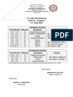 Class Program: Grade Six - Stargazer S.Y. 2018-2019 Morning Session Time/Period Minutes Disciplines Teacher