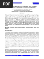 Evaluation of Factors Causing Delay in Building Construction Projects in Ondo State, Nigeria