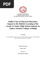 Online Class in Physical Education: Impact To The Holistic Learning of The Grade 12 Senior High School Students in Andres Soriano Colleges of Bislig