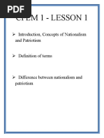 CFLM 1 - LESSON 1 (Nationalism and Patriotism)