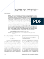 The Lived Experience of Filipino Nurses' Work in COVID-19 Quarantine Facilities: A Descriptive Phenomenological Study