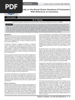 A Study On The Brand Choice Decisions of Consumers With Reference To Cosmetics