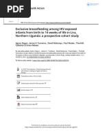 Exclusive Breastfeeding Among HIV Exposed Infants From Birth To 14 Weeks of Life in Lira, Northern Uganda: A Prospective Cohort Study