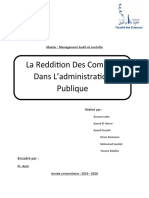 Reddition Des Comptes N°1