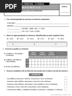 Ficha de Avaliação 1º Período - 4º Ano MAT - I