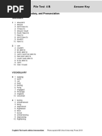 File Test 4 B Answer Key: Grammar, Vocabulary, and Pronunciation