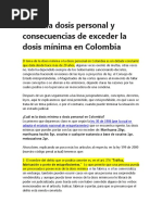 Sobre La Dosis Personal y Consecuencias de Exceder La Dosis Mínima en Colombia