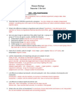 Honors Biology Semester 1 Review: Unit 1 Intro, Food Poisoning