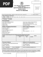 Application Form For Admission To M.B.B.S./B.D.S. Faculty of Medicine