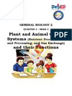 Plant and Animal Organ Systems and Their Functions: (Nutrient Procurement and Processing, and Gas Exchange)