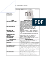 Fichas Tecnicas de Maquinaria y Equipo