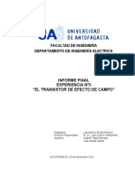 Informe Final N 3 El Transistor de Efecto de Campo Laboratorio de Electronica I