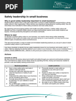 Safety Leadership in Small Business Factsheet