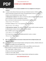 Surface Chemistry: Short Answer Questions