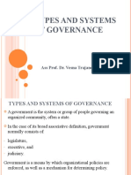 Types and Systems of Governance: Ass Prof. Dr. Vesna Trajanovska