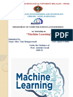 "Machine Learning": K.L.E. College of Engineering and Technology Chikodi - 591201, Karnataka