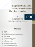 Data Management and Data Transformation, Introduction To Machine Learning