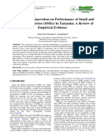 The Impact of Innovation On Performance of Small and Medium Enterprises (Smes) in Tanzania: A Review of Empirical Evidence