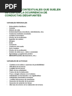 Variables Contextuales Que Pueden Influir en Las Conductas Problemáticas