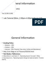 General Information: - Class Time (NC 141)