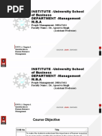 INSTITUTE - University School of Business DEPARTMENT - Management M.B.A