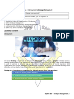 Lesson 1: Introduction To Strategic Management Topic: Learning Outcomes