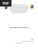 Ensayo Reflexion Propia Sobre La Planificacion Educativa