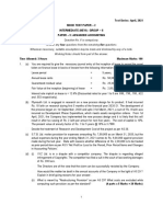 Test Series: April, 2021 Mock Test Paper - 2 Intermediate (New) : Group - Ii Paper - 5: Advanced Accounting