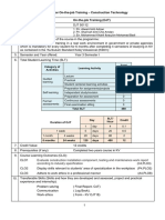 Syllabus For On-The-Job Training - Construction Technology On-The-Job Training (OJT)