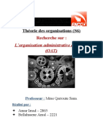 Théorie Des Organisations (S6) : Recherche Sur: L'organisation Administrative Du Travail