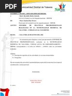 Informe N°001 de Practicas Concluidas en La Municipalidad de Talavera