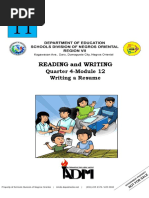 Reading and Writing: Quarter 4-Module 12 Writing A Resume