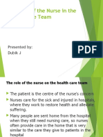 The Role of The Nurse in The Health Care Team: Presented By: Dubik J