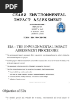 Ce482 Environmental Impact Assessment: Topic: Eia Procedure