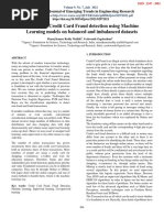 Analysis of Credit Card Fraud Detection Using Machine Learning Models On Balanced and Imbalanced Datasets