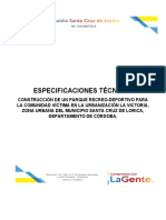 Especificaciones Tecnicas Parque Recreodeportivo Comunidad Victima Barrio La Victoria Lorica