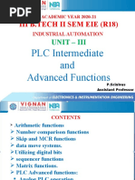 Iii B.Tech Ii Sem Eie (R18) : PLC Intermediate and Advanced Functions