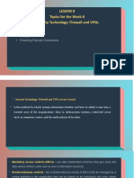 Lesson 8 Topics For The Week 8 Security Technology: Firewall and Vpns