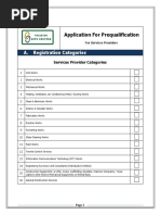 Application For Prequalification: A. Registration Categories