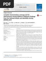 Complete Immunization Coverage and Its Determinants Among Children in Malaysia: Findings From The National Health and Morbidity Survey (NHMS) 2016